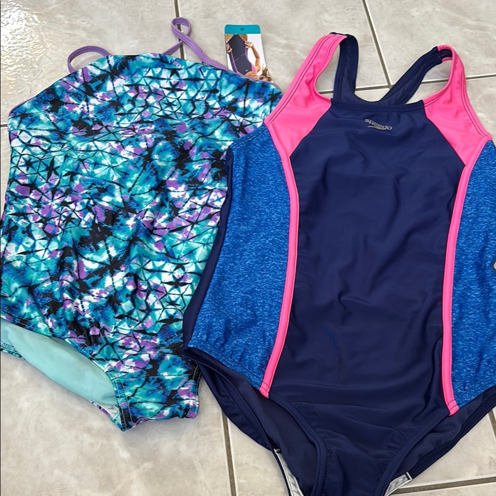 Speedo Blue and Pink Swimsuit Set